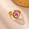 Heart Oval Eternity Flower Ring for Women Stainless Steel Gold Color Open Rings Summer Dopamine Jewelry - Image 6
