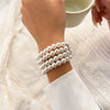 Wide Imitation Pearl Beaded Cuff Bracelet in Multiple Styles - Image 4