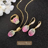 Oval Purple Crystal Fusion Stone Back Is Crystal Stone Necklace Earrings Rings Jewelry Set Elegant Women's Jewelry - Image 11