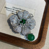 Light Rhinestone Camellia Flower Green Gemstone Brooches For Women Plant Blossom Pins Jewelry Party Suit Gift - Image 5