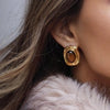 TD Classic Nature Stone Tiger-eye Earrings and Necklace Set Stainless Steel Pearl Stud Earrings for Women - Image 2