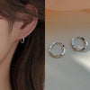 Silver Round Stud Earrings for Women Simple Inlaid Design Hoops Earrings Wedding Party Jewelry Accessories Gifts - Image 2