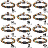 12 Constellation Zodiac Sign Stone Bracelet Turquois Tiger Eye Mineral Bracelet Adjustable Woven Bangle Leo Jewelry Gift - Image 2