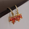 Dainty Rhinestone CZ Dangling Golden Leaf Small Hoop Dangle Earrings for Women Prom Wedding Leaf Jewelry Gift - Image 6
