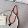 Colorful Beaded Choker Necklace with Heart Pendant Y2K Style - Image 12
