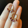 Vintage style red gemstone circular tassel earrings for women creative charm stud earings banquets light wear jewelry - Image 1