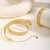 12.5mm/6mm Wide Stainless Steel Mesh Chain Bracelet Necklace For Women,Gold Plated Link Oval Tail Jewelry Set - Image 4