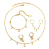 Zircon Droplet Pendant Necklace Ring Bracelet Earrings Set For Women Gold Pvd Plated Stainless Steel Jewelry - Image 1