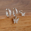 3PCS Elegant Butterfly CZ Charms Dangle Earrings Set for Women Stainless Steel Cubic Zirconia Huggie Cartilage Piercing Jewelry - Image 4