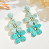 Bohemia Sweet Colorful Raffia Layered Flower Earrings for Women Girls Summer Handmade Rattan Knit Drop Earrings Holiday Jewelry# - Image 9