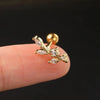1PC Curved Cz Cartilage Stud Moon Leaf Helix Rook Conch Screw Back Earring Stainless Steel Ear Piercing Jewelry - Image 5