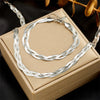 Dieyuro 316L Stainless Steel 3in1 Crossover Snake Chain Necklace Bracelets For Women Girl Jewelry Set - Image 23