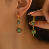 Retro Bohemian Alloy Women's Round Imitation Pearl Pendant Long Earrings Unique Decorative Gifts Party Jewelry - Image 4