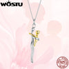 Silver Hug Embrace Pendant Necklace, Silver Gold Two-tone Mommy and Me Matching Necklaces Family Gift - Image 2