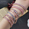 Pink Crystal Tennis Bracelets for Women Female Romantic Shiny Zirconia Adjustable Folding Buckle Chain on Hand Jewelry - Image 2