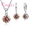 Silver Pendant Necklace Earrings For Women Engagement Jewelry Set Austrian Crystal - Image 7