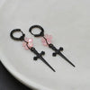 Punk Black Sakura Blade Earrings Gothic Cherry Blossom Sword Pendant Small Hoop Earrings Japanese Jewelry - Image 5