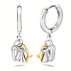 Cute Two Tone Gold Silver Color Women and Dog Stud Earrings Dog Mom Small Hoop Earrings Animal Pet Jewelry - Image 14