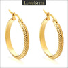 Punk Golden Plated Stainless Steel Reticulate Rhombus Hoops Earrings For Women Anti-Allergic Temperament Jewelry - Image 1