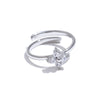 Stainless Steel Bling Cubic Zirconia Flower Adjustable Ring for Women Shiny Finger Jewelry - Image 8