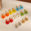 Colorful Small Flower Stainless Steel Charms Earring Gold Plated Circle Ear Buckle Hoop Earrings Jewelry for Women - Image 1