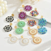 Bohemain Colorful Round Crystal Beads Drop Earrings for Women Ladies Handmade Geometric Metal Earrings Summer Party Jewelry Gift - Image 1