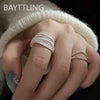 Silver Unique Lines Ring For Women Jewelry Finger Adjustable Open Vintage Ring For Party Birthday Gift - Image 4