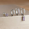 Four-Piece Stainless Steel Hoop Earring Set with Star and Leaf Motifs - Image 7