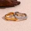 Beat Pattern Wave Plain Ring Gold Plated Women's Rings 316L Stainless Steel Accessories - Image 13