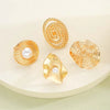 4Pcs/Set Gold Color Imitation Pearl Flower Chunky Rings Set For Women Exaggerated Metal Hollow Geometric Ring Jewelry - Image 4