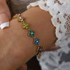 Colorful Flower Zircon Inlaid Bangle 316L Stainless Steel Gold Plated Adjustable Bracelet Minimalist Charm Jewelry Gift - Image 5