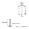 Titanium Hidden Helix Chain Earring 16G Dainty Star Moon CZ Dangle Cartilage Stud Piercing Jewelry - Image 21