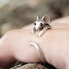 Huitan Cute Mouse Shape Open Ring for Women Antique Silver Color Modern  Girls Finger Accessories Hip Hop Party Jewelry