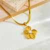 316L Stainless Steel Golden Exaggerated Large Flowers Inlaid Pearl Necklace Earrings Set For Women Jewelry Gift - Image 4