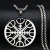 Viking Compass Helm Rune Amulet Necklace Silver Color Stainless Steel Symbol of Protection Necklace Pagan Jewelry N7024S01 - Image 9