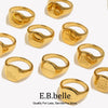 Engrave Jewelry Gift Minimalist Letter Word Suqare Stainless Steel Ring Gold Ring Plated For Women - Image 1