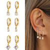 Crmya Cute Cubic Zirconia CZ Gold Silver Plated Hoop Drop Earrings For Women Dangle Earring Jewelry - Image 1