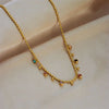 316L Stainless Steel Ball Chain Necklace with Multicolor Crystal and Zircon Details - Image 3