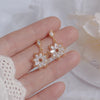 Gold Dainty Korean Flower Earrring for Women Bling Zirconia Hollow Lace Stud Earring Wedding Gift - Image 8