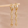 2PCS Cubic Zirconia Dangle Earring For Women Cute Gold Plated Long Chain Water Drop Earring Bridal Wedding Party Gifts - Image 3