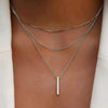 Silver Three-Layer Stacking Necklace Women Simple Strip Pendant Collarbone Chain Jewelry - Image 2