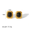 Products Statement Nature Stone Tiger-eye Earrings Gold Plated Stainless Steel Pearl Stud Earrings for Women - Image 17