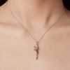 Silver Hug Embrace Pendant Necklace, Silver Gold Two-tone Mommy and Me Matching Necklaces Family Gift - Image 3