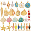 Marine Organism Sea Horse Turtle Fish Conch Shell Starfish Charm Pendant, 8K Gold Plated Zircon Jewelry Finding Supplies - Image 1