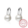 Korean Silver Earrings for Women Round Freshwater Pearl Hook Dangle Drop Wedding Gifts Jewelry - Image 2
