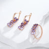 Shiny Purple Zircon Drop Earrings For Women Rose Gold Color Bride Wedding Jewelry Crystal Gift - Image 5