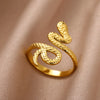 316L Gold Plated Stainless Steel Snake Rings For Women Men Open Adjustable Ring Vintage Gothic Aesthetic Jewelry - Image 15