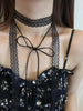 2 Pcs Retro Lace Ribbon Bow Neckband Women Simple Double Layer Long Tassel Necklace Versatile Neck Ornament Accessories - Image 2