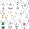 Silver Four-Leaf Clover Butterfly Star Moon Heart Key Necklace For Women Jewelry Valentine's Day Gift - Image 1