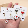 Funny Clock Playing Card Drop Earrings Alice in Wonderland Hearts and Ace of Spades Playing Card Earrings Women Girls Jewelry - Image 1